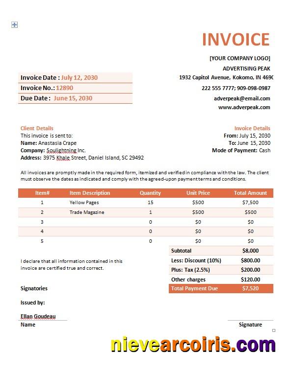 Advertising Company Invoice